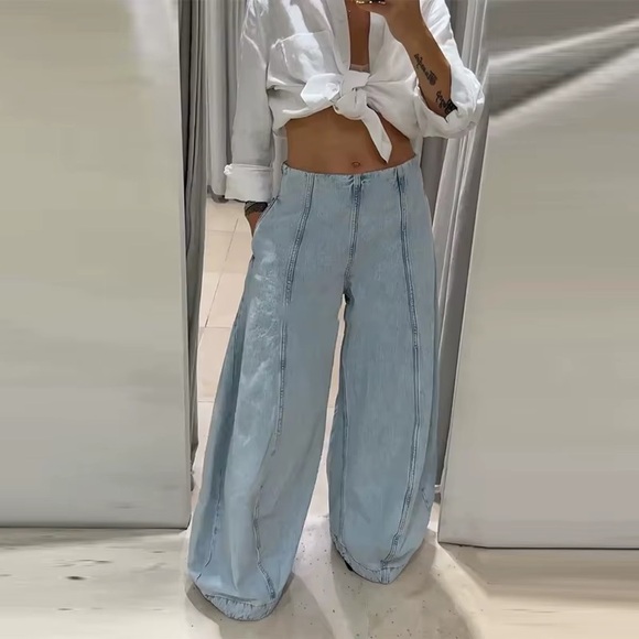 Zara Collection High Waisted Balloon Denim Jeans - Picture 13 of 16